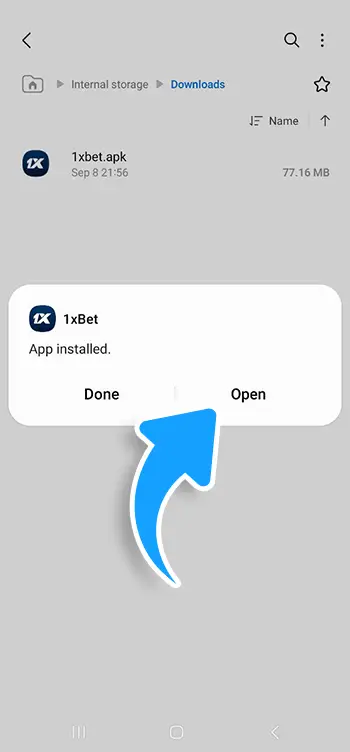 Step 3 - Find the 1xbet.apk file in Downloads