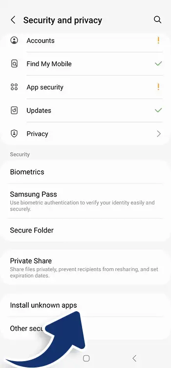 Step 4 - Enable installations from unknown sources